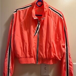 NWOT Love Tree Coral Bomber Jacket with Stripes